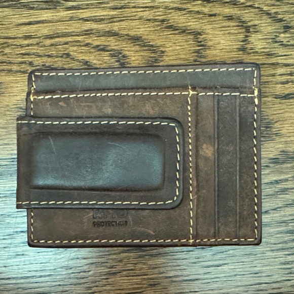 Brown Leather Wallet with Money Clip - Picture 1 of 3
